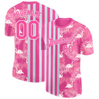 Custom 3D Pattern Design Tropical Palm Leaves And Famingo Performance T-Shirt