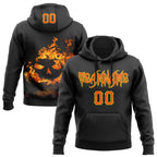 Custom Black Orange-Light Yellow 3D Halloween Flame Pumpkin Party Costume Ideas Sports Pullover Sweatshirt Hoodie