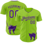 Custom Neon Green Purple Pinstripe Purple 3D Halloween Scary Party Costume Ideas Authentic Baseball Jersey