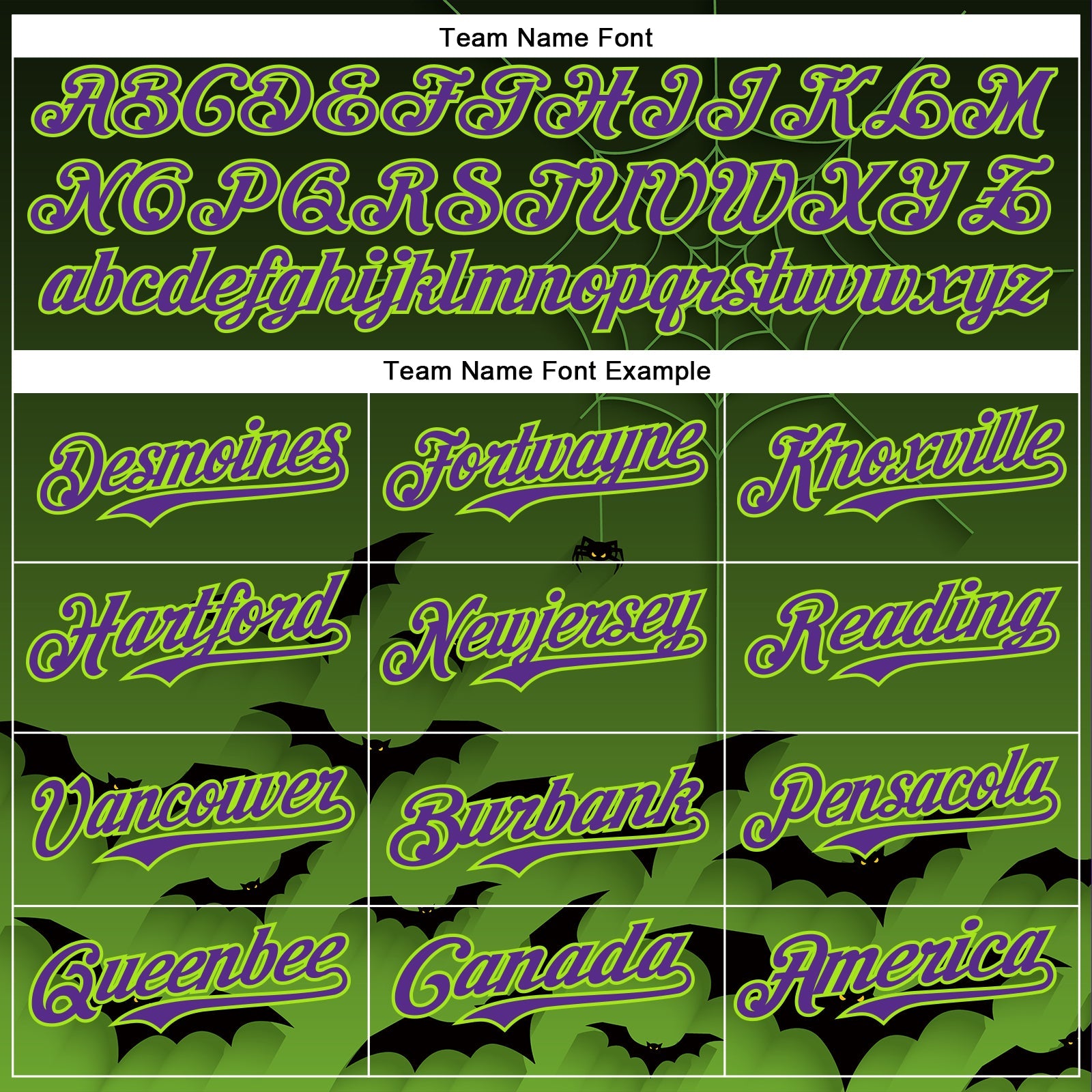 Custom Green Purple Black-Neon Green 3D Halloween Spider Net Bats Party Costume Ideas Authentic Baseball Jersey