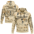 Custom Cream Vegas Gold-Black 3D Pattern Design Western Cowboy Tribal Ethnic Sports Pullover Sweatshirt Hoodie