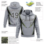 Custom Stitched Gray Steel Gray Black Green-White 3D Pattern Design Sportswear Pullover Sweatshirt Hoodie