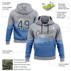 Custom Stitched Gray Steel Gray Blue-White 3D Pattern Design Natural Scenery Sportswear Pullover Sweatshirt Hoodie