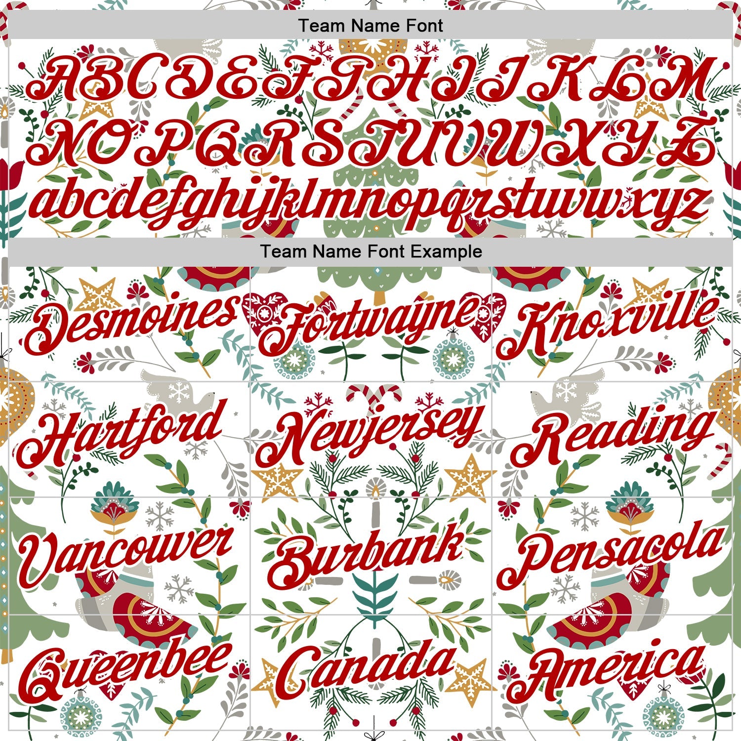 Custom Stitched White Red-White 3D Christmas Floral Sports Pullover Sweatshirt Hoodie