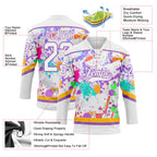 Custom Graffiti Pattern White Medium Purple-Gold 3D Splash Art Hockey Lace Neck Jersey