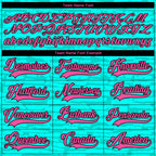 Custom Aqua Pink Black-White 3D Pattern Fragment Art Hockey Lace Neck Jersey