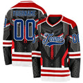 Custom Black US Navy Blue Red-White 3D Pattern Cyber Mecha E-sport Hockey Jersey