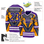 Custom Gray Dark Purple Yellow Cream-White 3D Pattern Cyber Mecha E-sport Hockey Jersey