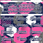 Custom Pink Navy-White 3D Pattern Geometric Shape Hockey Lace Neck Jersey