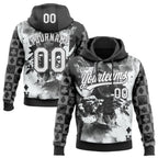 Custom Stitched Black White-Steel Gray 3D Skull Poker Pattern Pullover Sweatshirt Hoodie