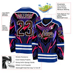 Custom Royal Brown Black Red Purple-White 3D Pattern Cyber Mecha E-sport Hockey Jersey