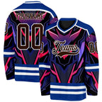 Custom Royal Brown Black Red Purple-White 3D Pattern Cyber Mecha E-sport Hockey Jersey