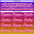 Custom Purple Hot Pink Old Gold-White 3D Pattern Abstract Gradient Halftone Hockey Lace Neck Jersey