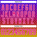 Custom Purple Hot Pink Old Gold-White 3D Pattern Abstract Gradient Halftone Hockey Lace Neck Jersey