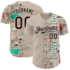 Custom Gray Brown-White Valentine's Day Love Authentic Baseball Jersey