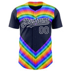 Custom Navy White Valentine's Day Love Heart Pride Month Love Is Love Authentic Baseball Jersey