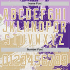 Custom Purple Vegas Gold-White 3D Pattern Abstract Splatter Paint Hockey Lace Neck Jersey