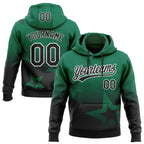 Custom Stitched Kelly Green Black-White 3D Gradient Style Twinkle Star Sports Pullover Sweatshirt Hoodie