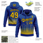 Custom Stitched Royal Yellow-Black 3D Gradient Fashion Seattle City Edition Sports Pullover Sweatshirt Hoodie