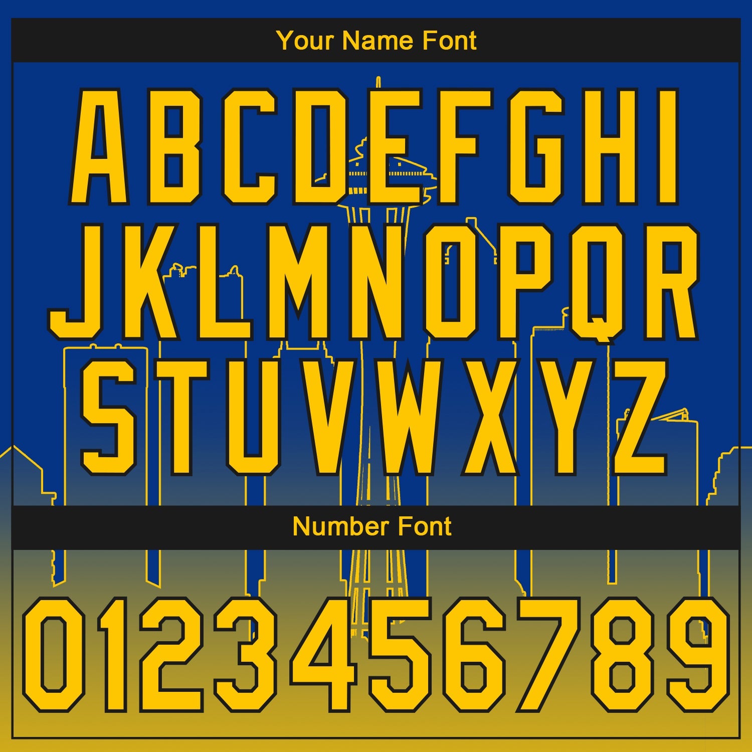 Custom Stitched Royal Yellow-Black 3D Gradient Fashion Seattle City Edition Sports Pullover Sweatshirt Hoodie