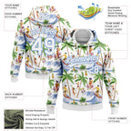 Custom Stitched White Light Blue 3D Hawaii Palm Trees Sports Pullover Sweatshirt Hoodie