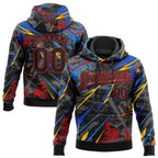 Custom Stitched Graffiti Pattern Black-Red 3D Abstract Splatter Sports Pullover Sweatshirt Hoodie