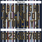 Custom Black Navy Red Gold-White 3D Pattern Design Stripe Hockey Lace Neck Jersey