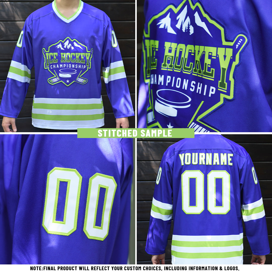 Custom Black Royal Green-White 3D Abstract Pattern Graphic Cyber Mecha E-sport Hockey Lace Neck Jersey