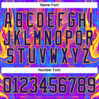 Custom Dark Purple Red-Yellow 3D Pattern Trippy Psychedelic Fluid Hockey Lace Neck Jersey