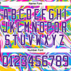 Custom White Purple Yellow Pink-Blue 3D Pattern Trippy Psychedelic Fluid Hockey Lace Neck Jersey