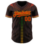 Custom Brown Red Gold-Green 3D Pattern Design Black History Month Africa Tribal Authentic Baseball Jersey