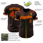 Custom Brown Red Gold-Green 3D Pattern Design Black History Month Africa Tribal Authentic Baseball Jersey