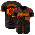 Custom Brown Red Gold-Green 3D Pattern Design Black History Month Africa Tribal Authentic Baseball Jersey