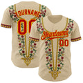 Custom City Cream Red Gold-Green 3D Pattern Design Black History Month Africa Tribal Authentic Baseball Jersey