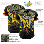 Custom Black Yellow Red Green-White 3D Pattern Design Black History Month Africa Tribal Authentic Baseball Jersey