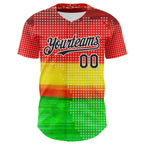 Custom Red Black Yellow Green-White 3D Pattern Design Black History Month Polka Dots Authentic Baseball Jersey