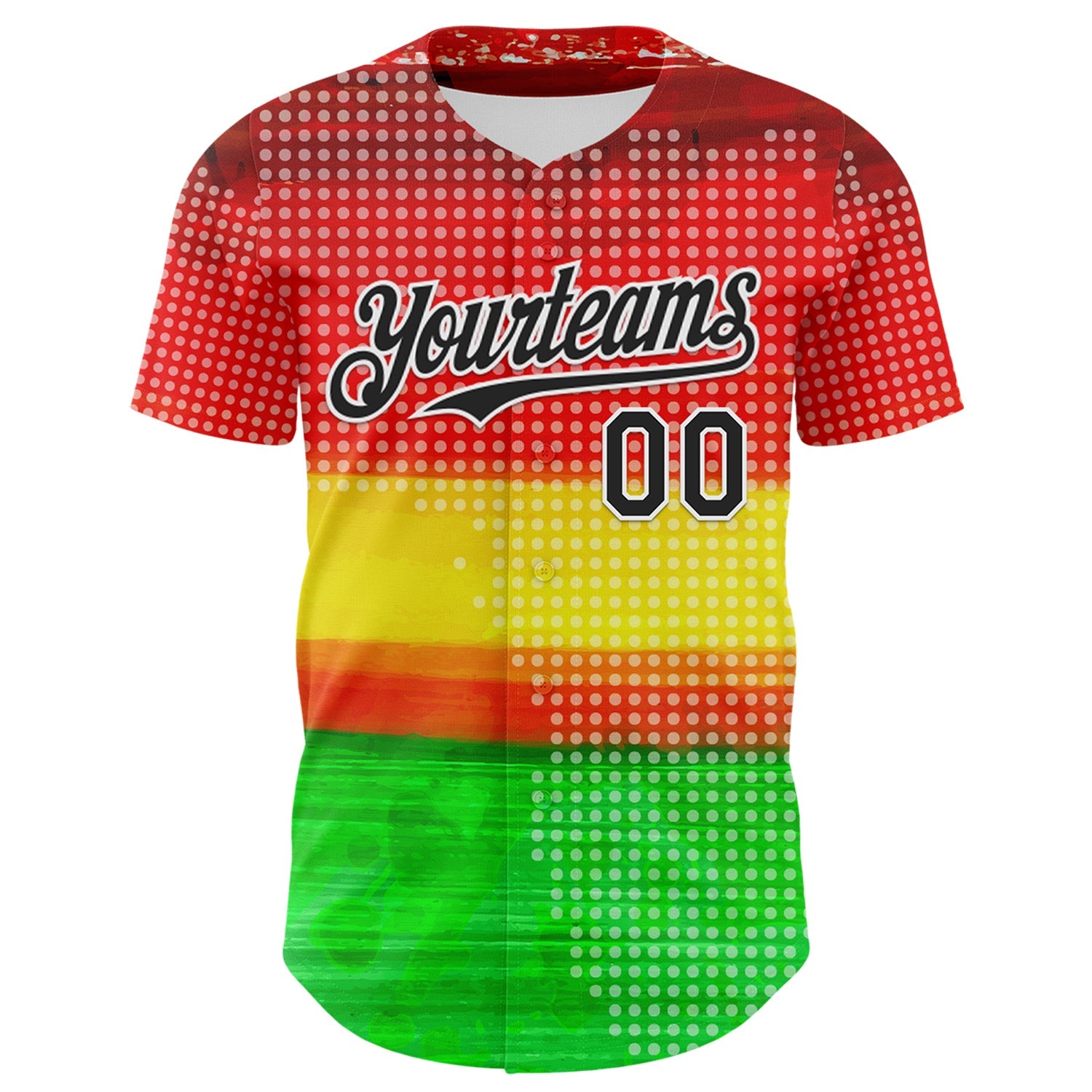 Custom Red Black Yellow Green-White 3D Pattern Design Black History Month Polka Dots Authentic Baseball Jersey
