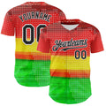 Custom Red Black Yellow Green-White 3D Pattern Design Black History Month Polka Dots Authentic Baseball Jersey
