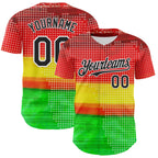 Custom Red Black Yellow Green-White 3D Pattern Design Black History Month Polka Dots Authentic Baseball Jersey