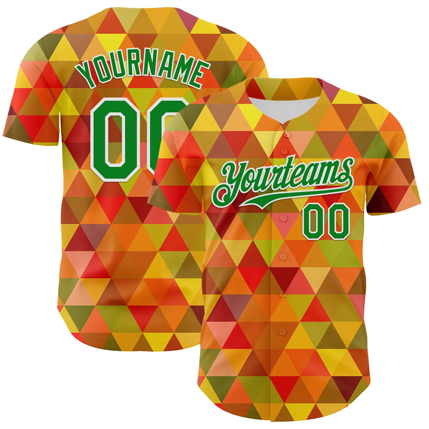 Custom Red Grass Green Yellow-White 3D Pattern Design Black History Month Abstract Geometric Authentic Baseball Jersey