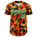 Custom Red Grass Green Yellow-White 3D Pattern Design Black History Month Abstract Geometric Authentic Baseball Jersey