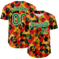 Custom Red Grass Green Yellow-White 3D Pattern Design Black History Month Abstract Geometric Authentic Baseball Jersey