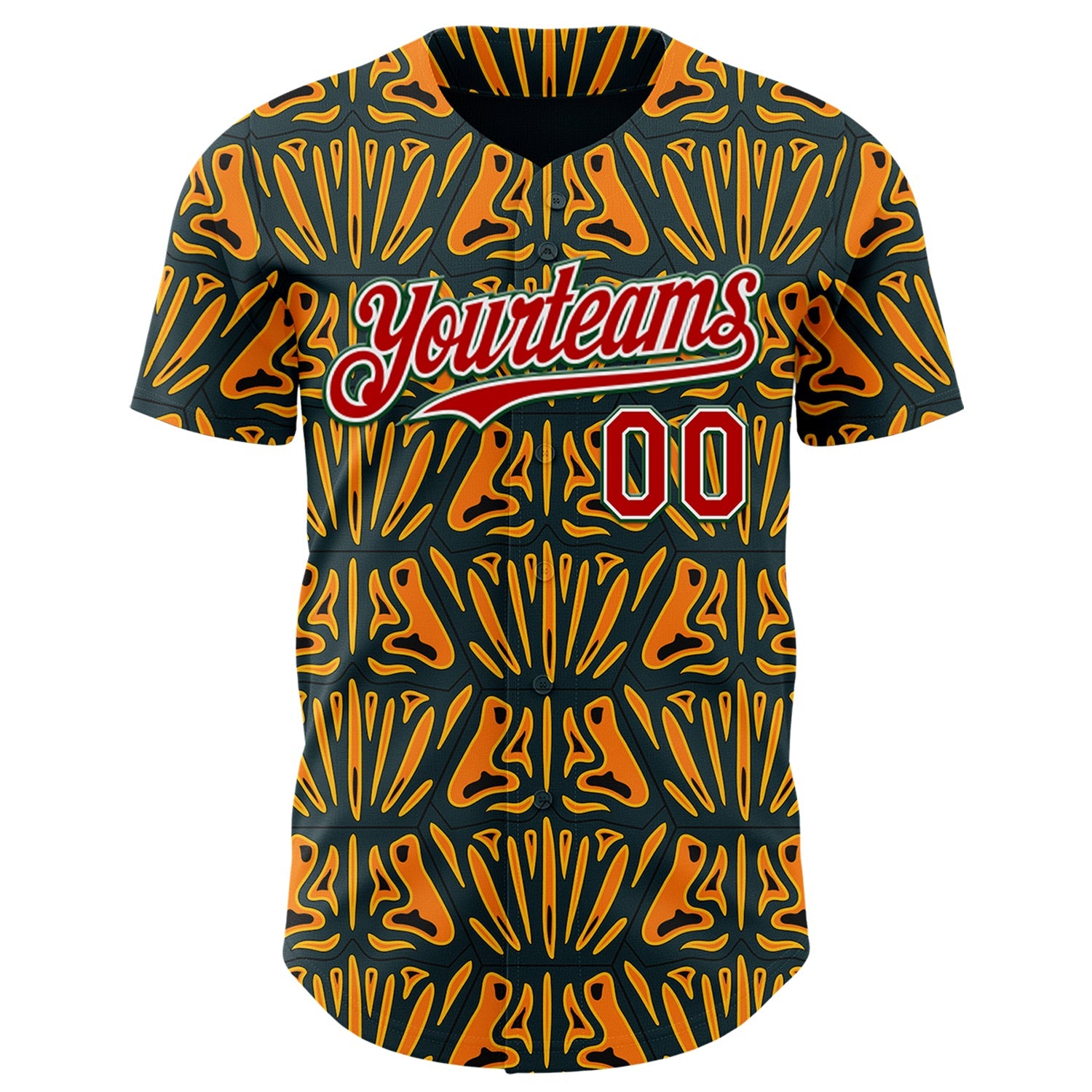 Custom Black Red Yellow Green-White 3D Pattern Design Black History Month African Ethnicity Style Authentic Baseball Jersey
