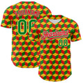 Custom Yellow Grass Green Red-White 3D Pattern Design Black History Month Abstract Geometric Authentic Baseball Jersey