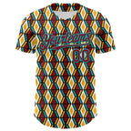 Custom White Crimson Yellow-Aqua 3D Pattern Design Black History Month Abstract Geometric Authentic Baseball Jersey