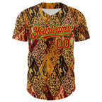 Custom Brown Red Gold-Grass Green 3D Pattern Design Black History Month Animal Print Authentic Baseball Jersey