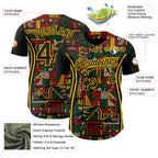 Custom Black Yellow Green-Red 3D Pattern Design Black History Month African Ethnicity Style Abstract Geometric Authentic Baseball Jersey