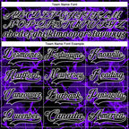 Custom Purple Black-White 3D Pattern Lightning Hockey Lace Neck Jersey