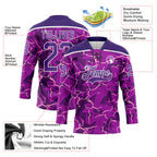 Custom Purple Black Pink-White 3D Pattern Lightning Hockey Lace Neck Jersey
