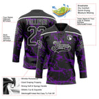 Custom Black Purple-White 3D Pattern Lightning Hockey Lace Neck Jersey